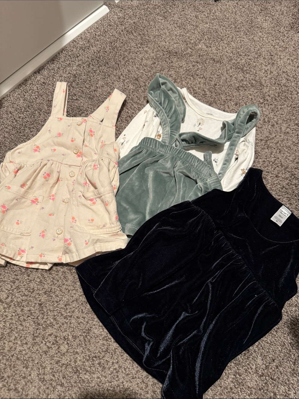 4 pc Dress Bundle - Cream Floral, Sage Green, Black Velvet